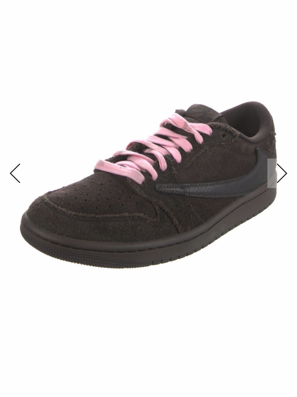 Travis Scott Black Suede Low-Top Sneaker with Pink Laces - Picture 2 of 5